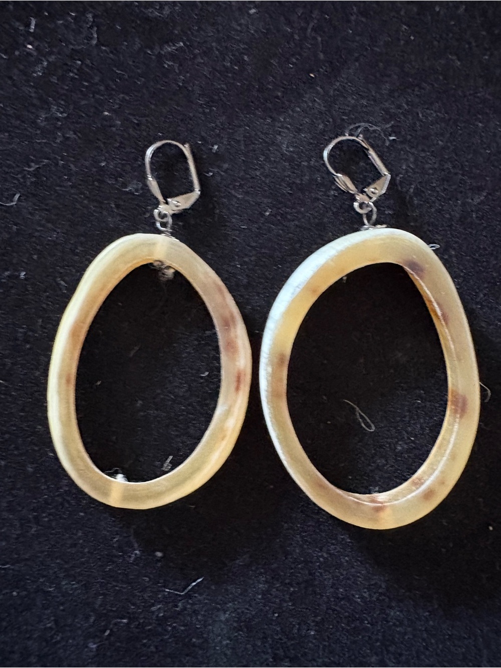 Handcrafted Lightweight Cream Oval Drop Earrings